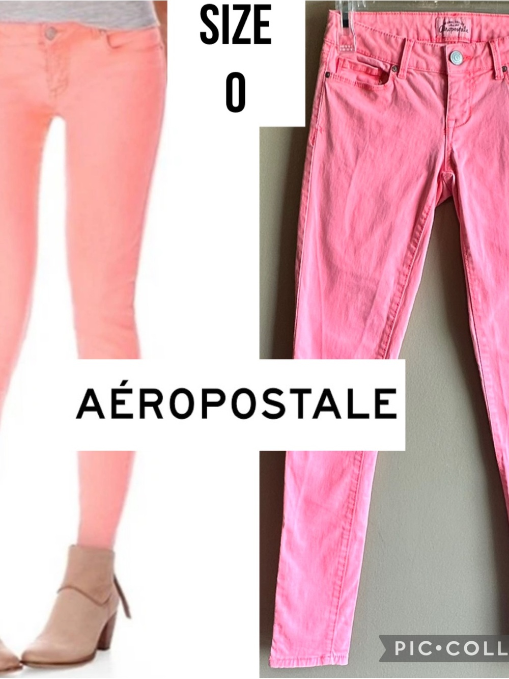 Aeropostale Women’s Jeans Lola Jegging Y2K Neon Orange Low Rise Skinny Stretch 0